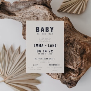 Modern Block Letter - Baby Shower Invitation - 5x7 Template - Editable and Printable - Gender Neutral Baby Shower Invite, Modern Minimalist