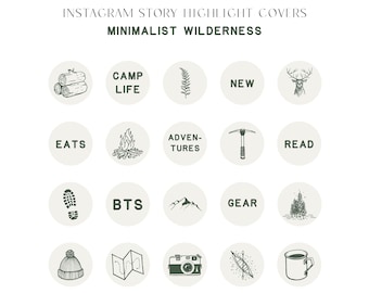 Instagram Story Highlight Icons - Adventure - Minimalist Wilderness - 3 Colors - Set of 20 Icons - Instagram, Marketing,Story Covers,Social