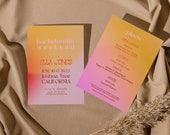 Daydream Sherbet Gradient Bachelorette Weekend Invitation & Itinerary - 5x7 Template - Editable and Printable