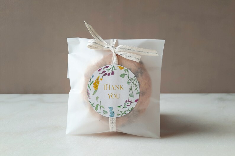 Wildflower Favor Tag & Sticker Design 3x3, 2x2, 1.5x1.5 Editable and Printable image 2