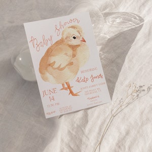 Baby Chick Baby Shower Invitation Suite Editable and Printable Gender Neutral Baby Shower Invite image 2