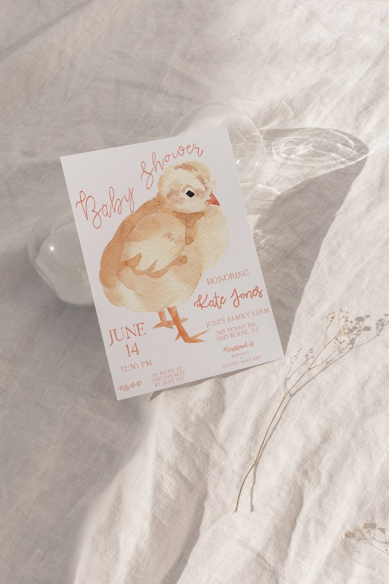 Baby Chick Baby Shower Invitation Suite Editable and Printable Gender Neutral Baby Shower Invite image 2