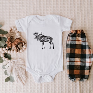 Moose Scientific Illustration - Baby Bodysuit Onesie