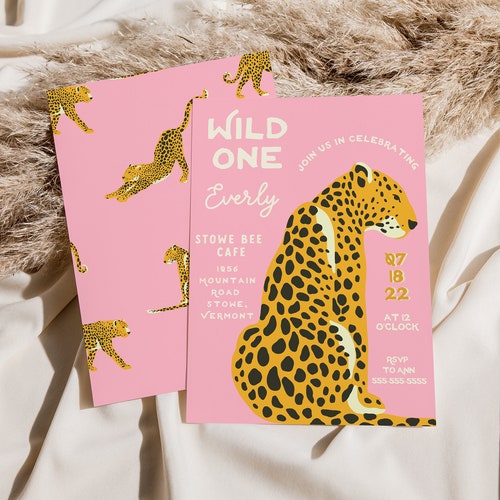 Editable Cheetah Birthday Invitation Cheetah Party Cheetah Etsy