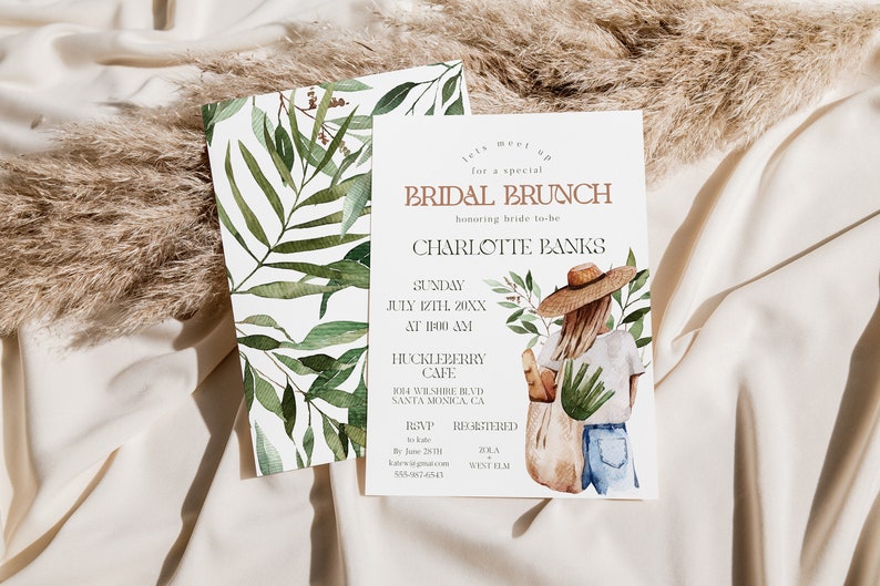 Eco Bridal Brunch Invitation 5x7 Editable and Printable Template Bridal Shower, Earthy bride, Friend bridal shower, Boho Bride image 6