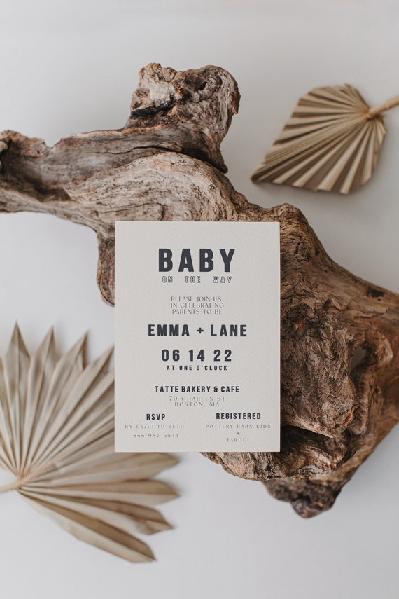 Modern Block Letter Baby Shower Invitation 5x7 Template - Etsy