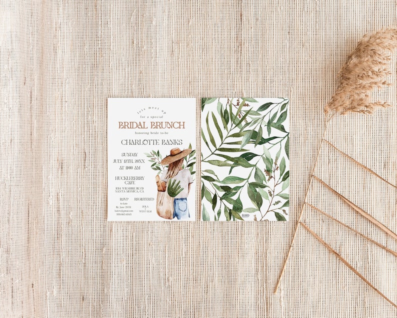 Eco Bridal Brunch Invitation 5x7 Editable and Printable Template Bridal Shower, Earthy bride, Friend bridal shower, Boho Bride image 2