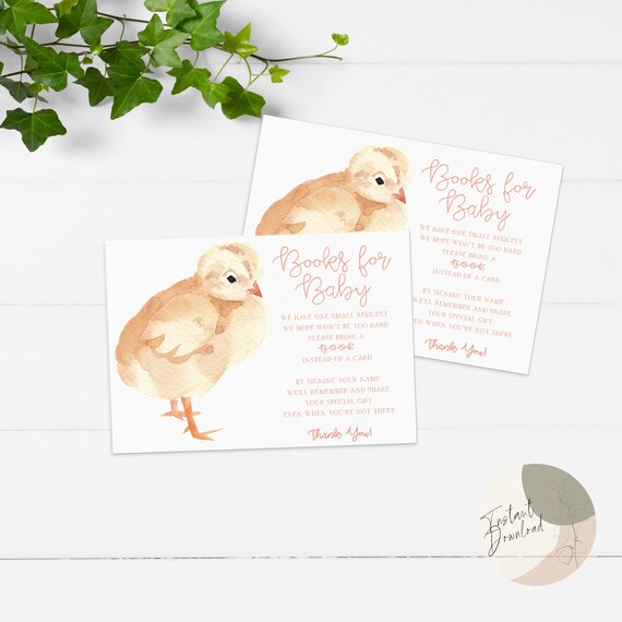 Baby Chick Printable Baby Shower Books for Baby Card | Etsy