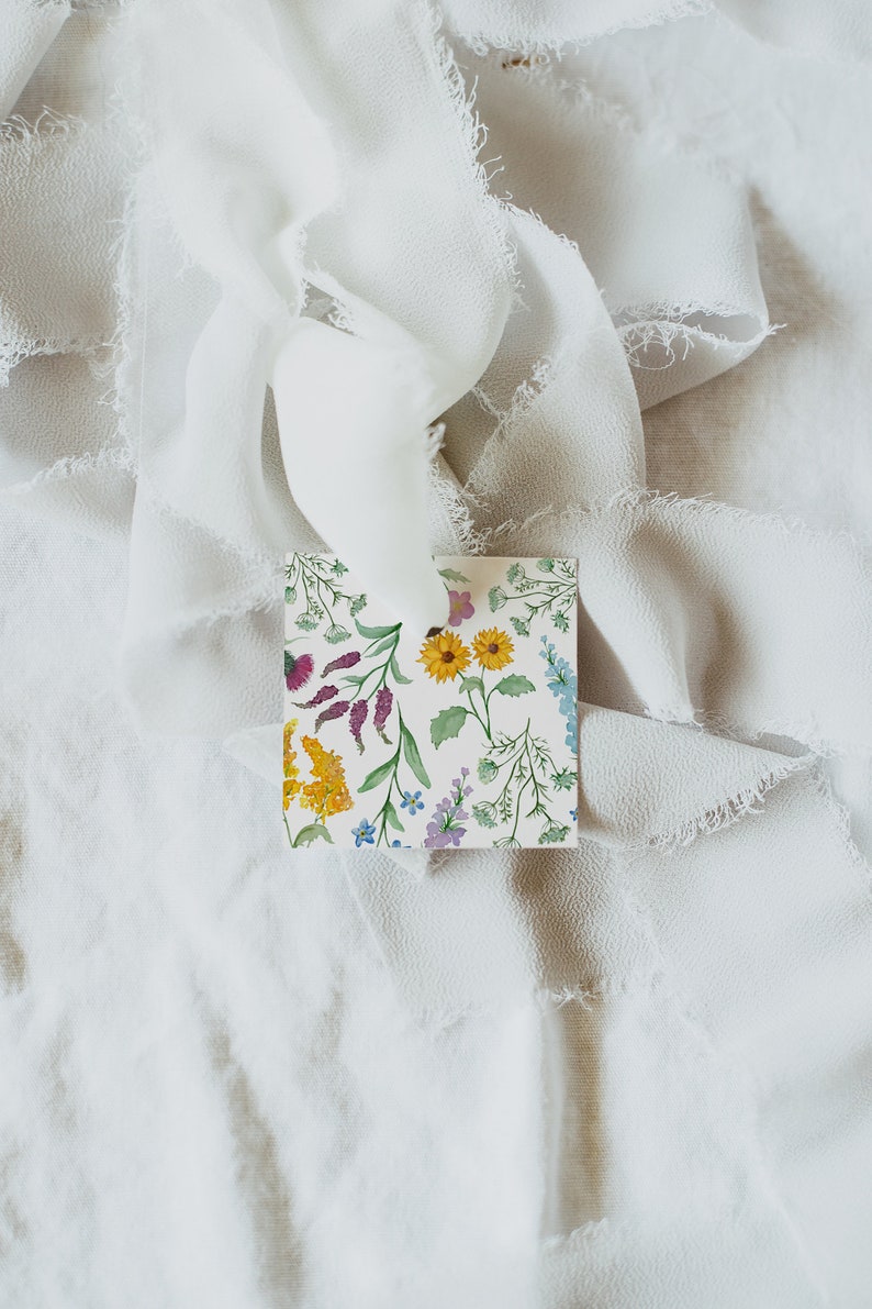 Wildflower Favor Tag & Sticker Design 3x3, 2x2, 1.5x1.5 Editable and Printable image 4