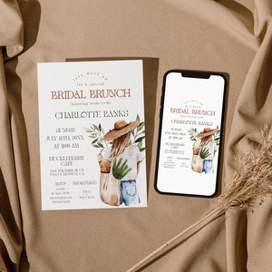 Eco Bridal Brunch Invitation 5x7 Editable and Printable Template Bridal Shower, Earthy bride, Friend bridal shower, Boho Bride image 3