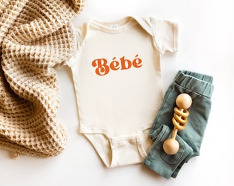 Modern Bébé Bodysuit Onesie - in Orange or Charcoal print on Natural Colored Fabric