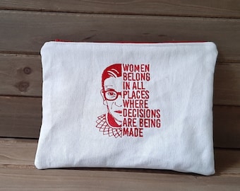 Ruth Bader Ginsburg Embroidered on Makeup bag