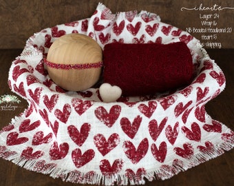 Colección de accesorios para bebés del Día de San Valentín * Capa de corazón rojo * Corazón de fieltro * Envoltura roja * Corazón Lovie * Accesorio para fotos de recién nacidos * DIADEMA AGOTADA