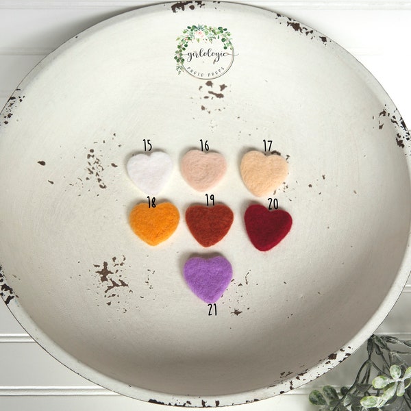 Wool Heart Photo Prop * Red Felt Baby Prop *  Rust * Violet Heart Lovie * Off White * Orange * Beige *