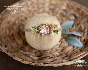Triple Jute Tieback "Wildflower" * Headband *  Newborn * Toddler  * Girl * Photo Prop * Blush Pink *