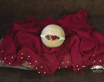 Ruby Red Newborn Pearl Layer Tieback Collection * Newborn Tieback * Photo Prop * Pearl Layer * Baby Headband * Christmas