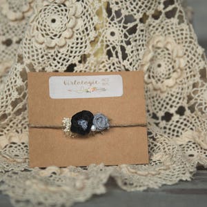 Black & Silver * Headband *  Newborn Tieback * Toddler  * Girl Photo Prop*
