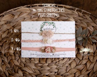 Blush Baby * Blush Pink Tiebacks *  Newborn Tieback * Toddler  * Photo Prop * Twins * Siblings * Sold Individually or as a Set *