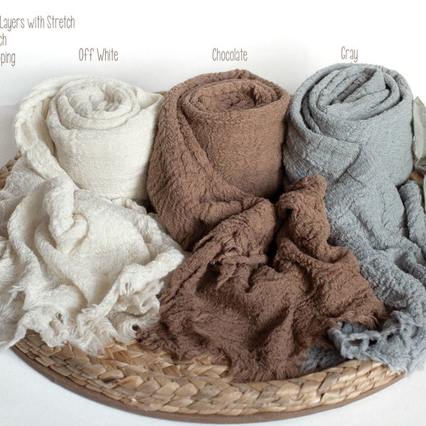 Long Newborn Wraps  * Prop Layer * Premium Cheesecloth * Cotton * Photo Prop *  Baby Wrap * Red * Off White * Tan * Gray