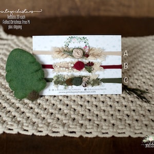 SALE* Holiday Tieback SPECIAL* Newborn Tieback * Photo Prop * 12 Dollars Each * Natural * Green * Red * Christmas * Tieback Sale * Felt Tree