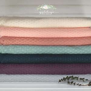Tecido de pano de fundo para recém-nascidos SOPHIE * Tecido para posar de pufe * Adereço para fotos * Tecido para suéter * Ameixa * Prata * Verde-azulado * Rosa * Branco esbranquiçado *
