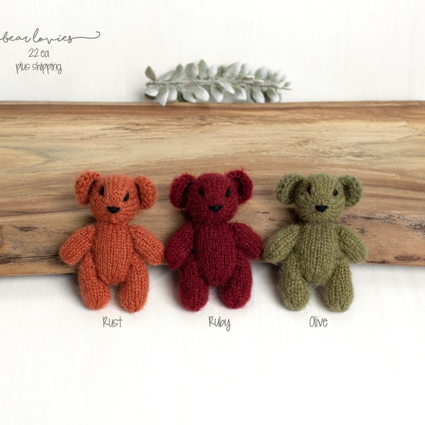 Bear Stuffie * Teddy Bear Lovie * Newborn Photo Prop *Lt Blue * Rust * Violet * Mint * Ruby Red * Off White * Natural *SOLD INDIVIDUALLY