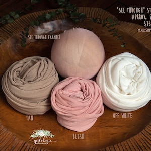 See Through 4 Way Super Stretchy Wrap * Newborn Baby Photo Prop  * Blush Pink Wrap * Tan Brown Wrap * Off White *