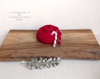 Newborn Red Wrap * Felt Candy Cane Lovie * Holiday Prop * Christmas Photo Prop *  * SOLD SEPARATELY or Set