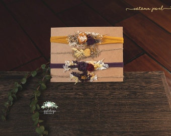 Autumn Jewels Tieback Collection * Newborn Tieback * Sitter Tieback *Toddler Tieback *  Photo Prop* Mustard * Cranberry * Plum * Jewel Tones