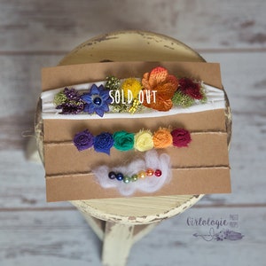 The &quot;Hope&quot; Collection&quot; Rainbow Tiebacks * Jersey Knit Headband *  Rainbow Baby * Newborn Tieback * Photo Prop *