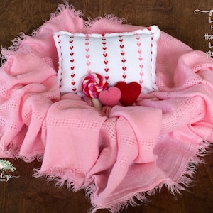 Valentine&#39;s Day Baby Prop * White Red Pink Heart Pillow * Felt Lollipop * Pink Layer * Heart Lovie * Newborn Photo Prop *