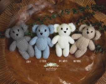 SALE Newborn Fuzzy Knit Teddy Bear Stuffie * Lovie * Photo Prop * Rust * Violet * Mint * Coral * Red Ruby* Gray* Sold Individually
