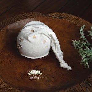 Newborn Sleepy Hat * Photo Prop * Distressed * Tattered * Off White * Sleep Hat * Holes *