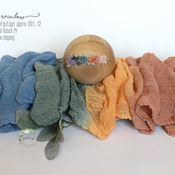 Dusty Rainbow Wrap/Layer * Matching Tieback * Basket Stuffer * Photo Prop * Newborn Layer * Rainbow Baby *