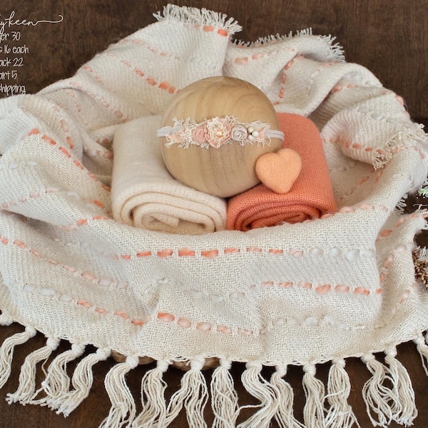 Textured Fringe Layer *  Sweater  Wrap * Tieback * Prop Layer * Girl Photo Prop * Peach * SOLD SEPARATELY