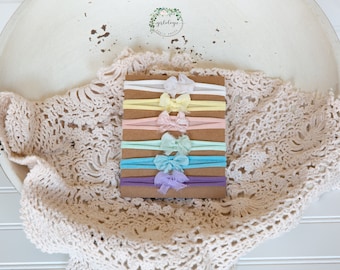 Petite Pastel Bow Tieback Collection" * Jersey Stretch Knit *  Newborn Tieback * Photo Prop *