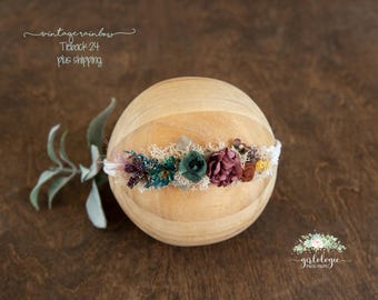 Lazo para bebé estilo boho vintage arcoíris * Lazo para recién nacido * Accesorio para fotos * Bebé arcoíris *