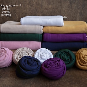 SPECIAL * Rea på stretchbakgrund för nyfödd * Matchande sjal * Fotorekvisita * Poseringstyg * Blå Vit Lila Beige Senapsrosa*