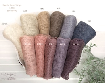 Newborn Sweater Wraps * Photography Prop * Hand Cut * Plum * Off White * Brown * Cream * Mauve* Black * Blush * Pink * Mustard *Swaddle Prop