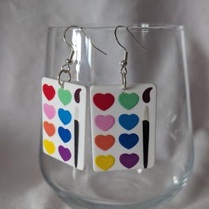 Paint Palette Earrings - Secret Santa Gift - Novelty Creative Arty Statement Earrings - Gift for Artist Painter Artsy Hobby - Rainbow