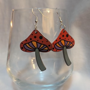 Mushroom Earrings - Secret Santa Gift - Toadstool Earrings - Novelty Statement Earrings