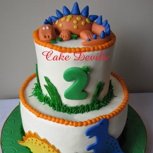 Dinosaur Cake Toppers, Birthday Cake Decorations, Fondant Dinosaur Cake Topper, Dinosaur Birthday Party, Handmade Edible Fondant image 3