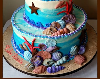 Fondant Shell Cake Toppers, Sea Shell CupCake Toppers, Handmade Edible Fondant, edible shells, shell cake decorations, shell cupcake toppers
