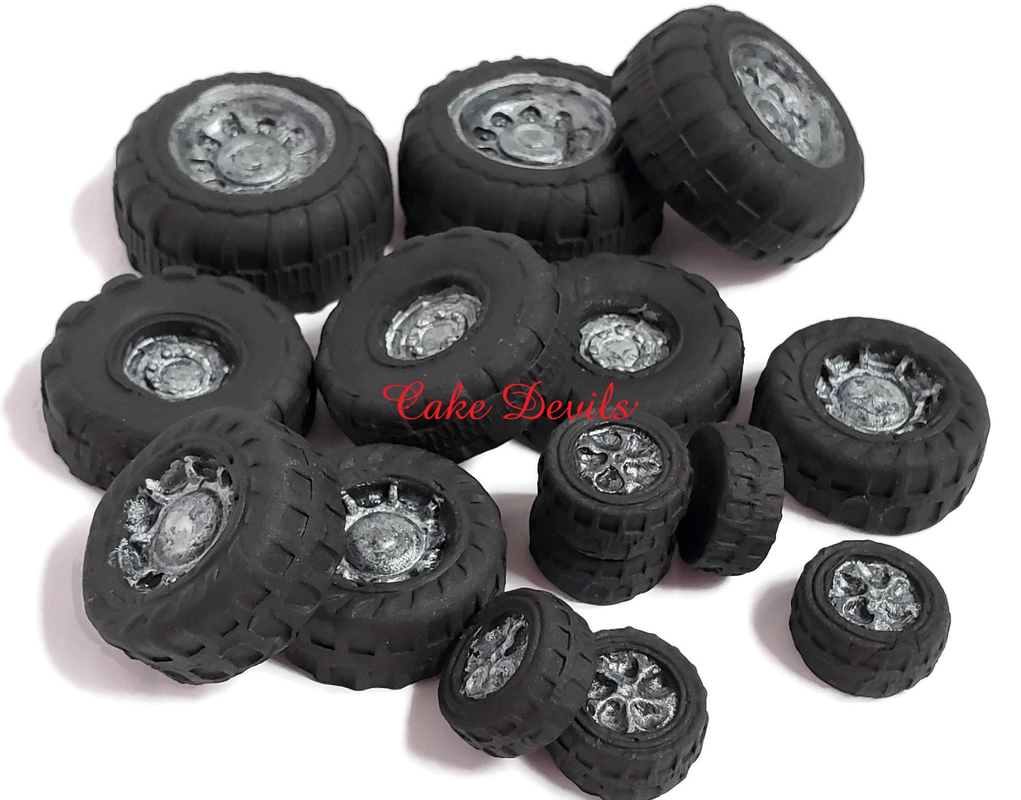 Fondant Tire Cake Decorations Wheels Hubcaps Edible Tires Etsy