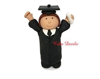 Graduation Boy Cake Topper or Fondant Graduation Girl, handmade, Graduation Cake Decorations, Cap and Diploma, Celebration Cake, grad