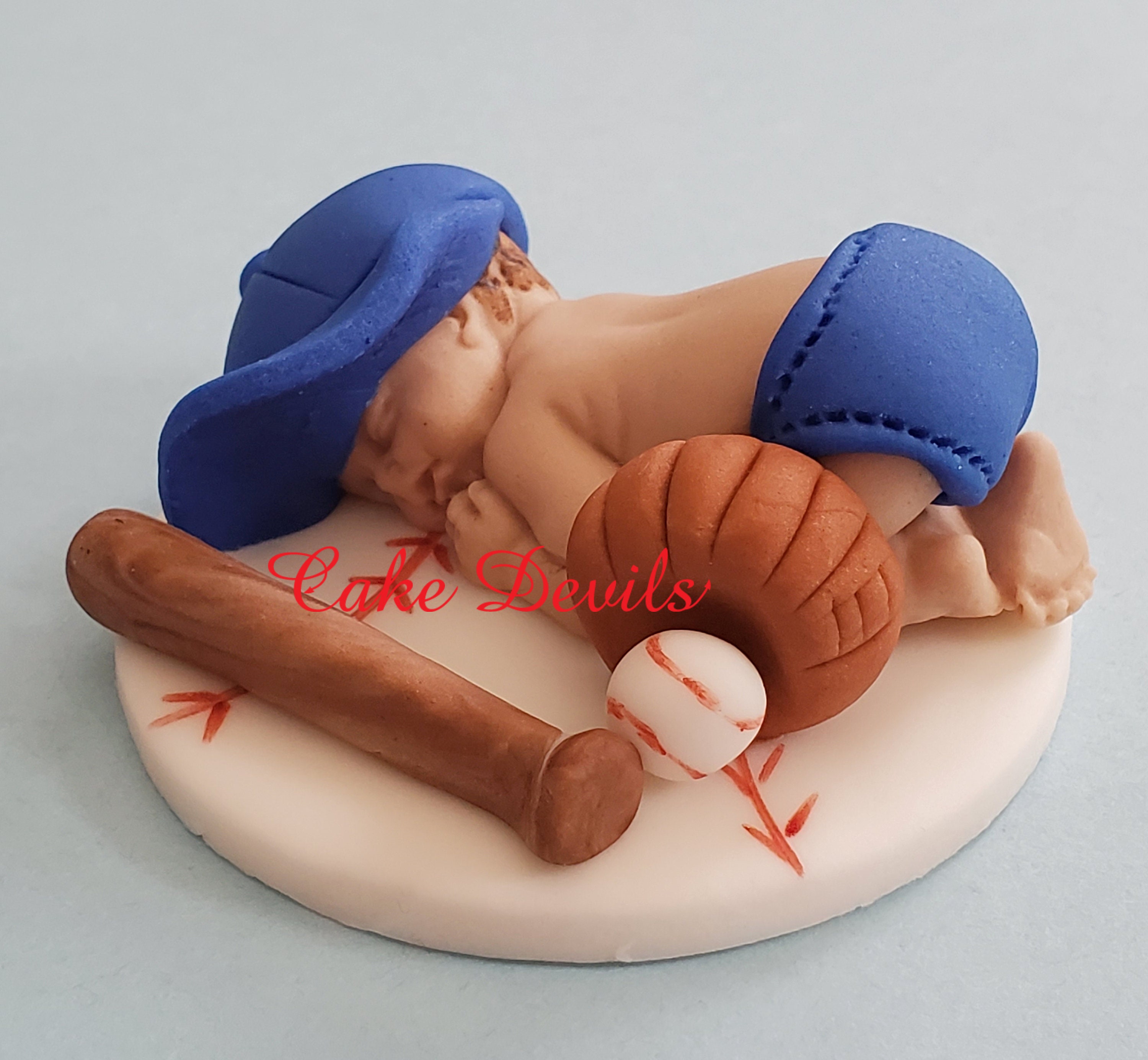 Picnic Baby Shower Cake Topper all Handmade with a Fondant Sleeping Baby in a Basket 