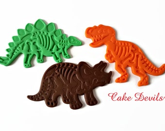 Fondant Dinosaur Fossil Cake Toppers, Jurassic Dinosaur Fossil Bones Cake Decorations, Dinosaur birthday party, Dinosaur Party Supplies