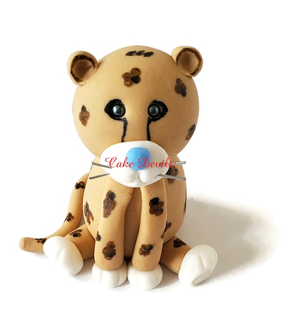 Fondant Cheetah Cake Topper, Birthday Party Cake, Leopard Cake