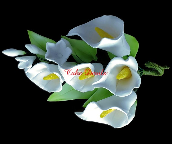 Special! White Fondant Calla Lily Cake Topper, Floral Wedding Cake Topper, White Gumpaste Flower Spray, Gumpaste Cake Decoration Il_570xn