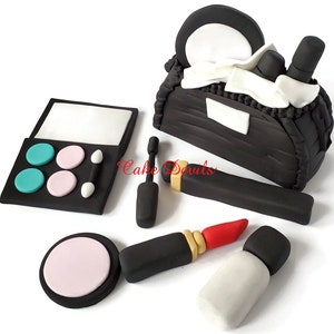Makeup Fondant Cake Toppers With Cosmetic Bag Cake Decorations - Etsy